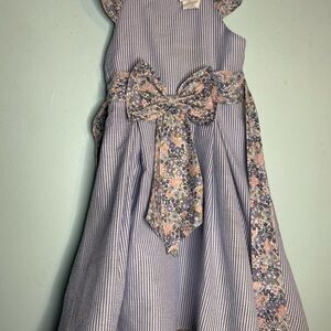 Rare Editions Blue and Floral Striped Dress